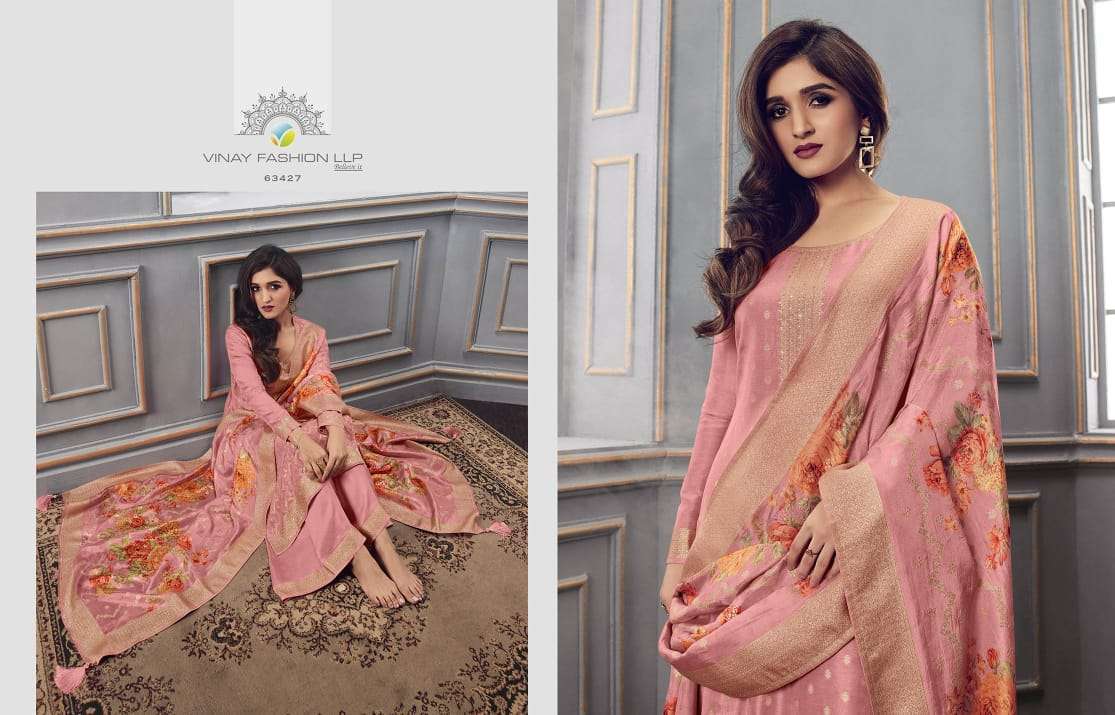 vinay fashion zareena vol 7 hitlist series 53421-53427 dola jacquard suit 