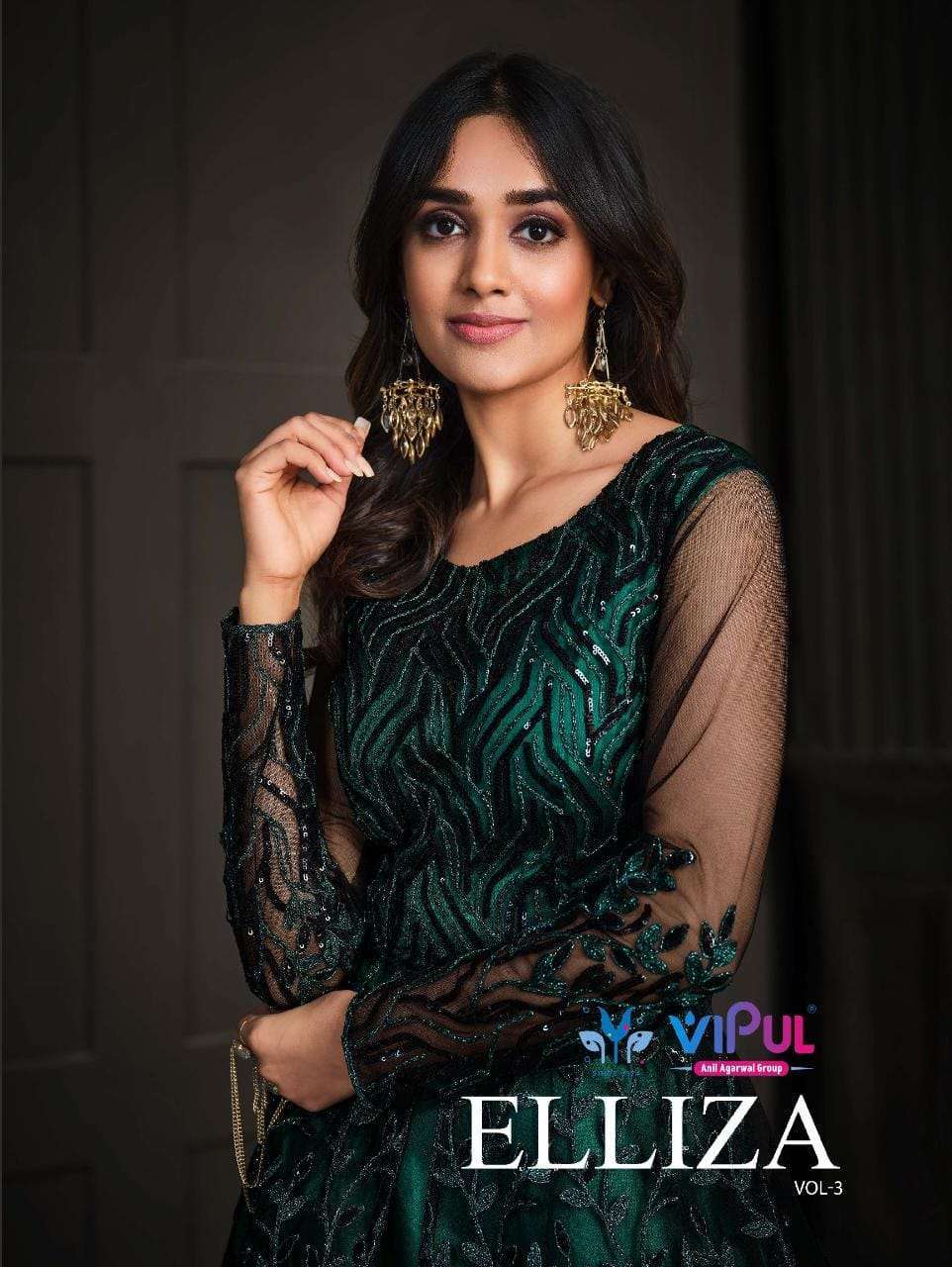 vipul fashion elliza vol 3 series 5141-5146 Net with heavy work suit