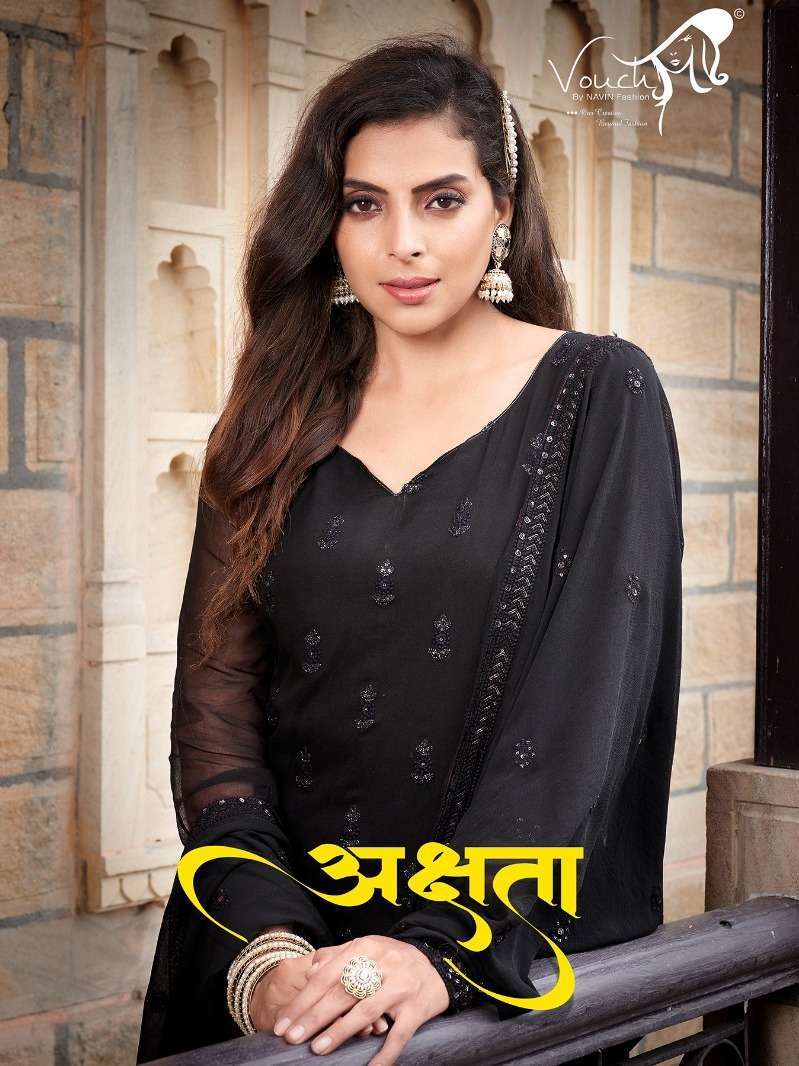 vouch akshata series 1001-1004 viscose organza suit