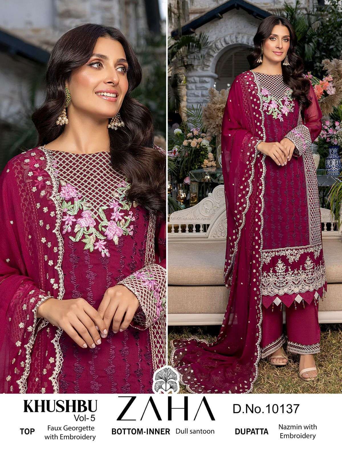 zaha 10137 georgette heavy embroidered suit 
