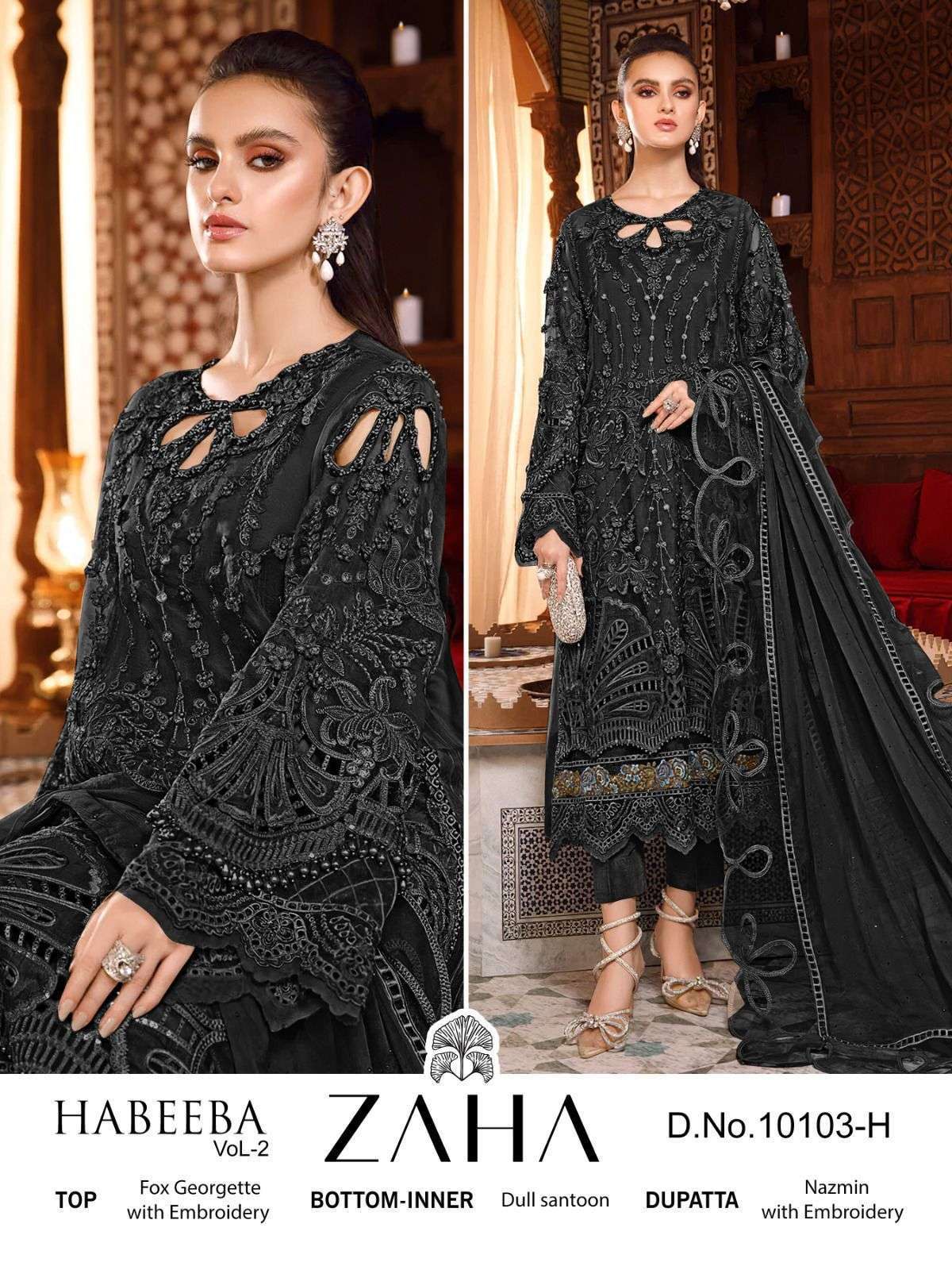 zaha habeeba vol 2 10103h georgette embroidered suit 