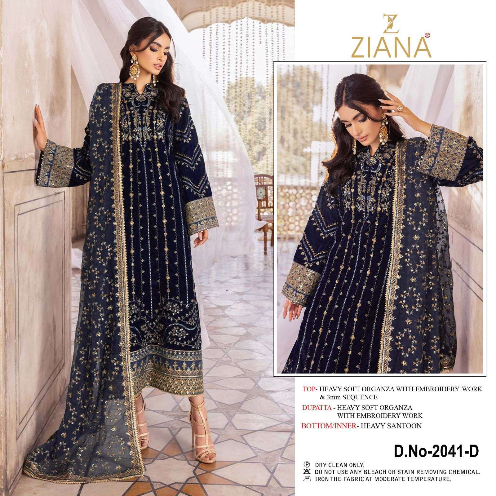ziana 2041 soft organza pakistani suit 