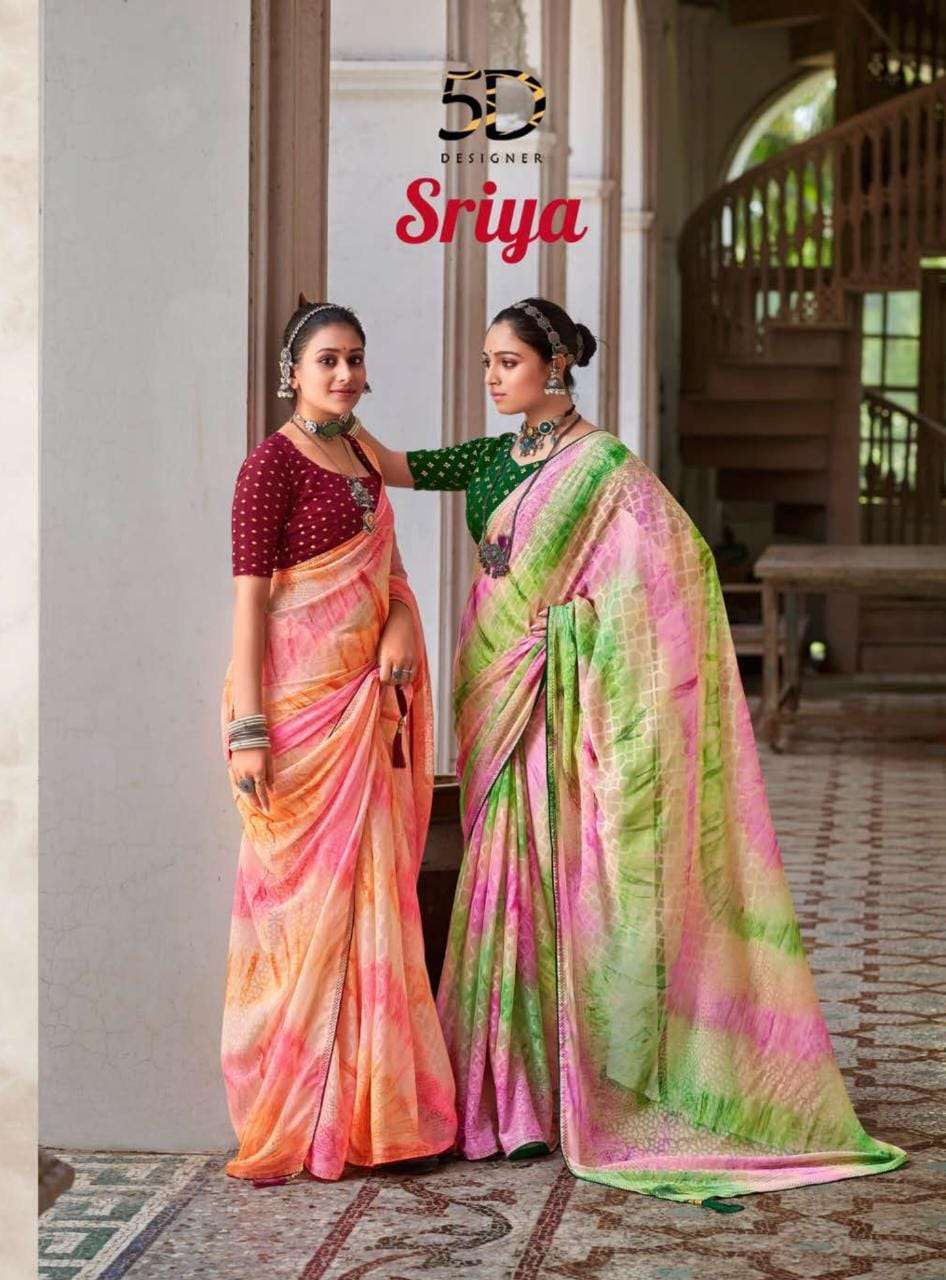 5d designer sriya series 4337-4344 chiffon brasso saree