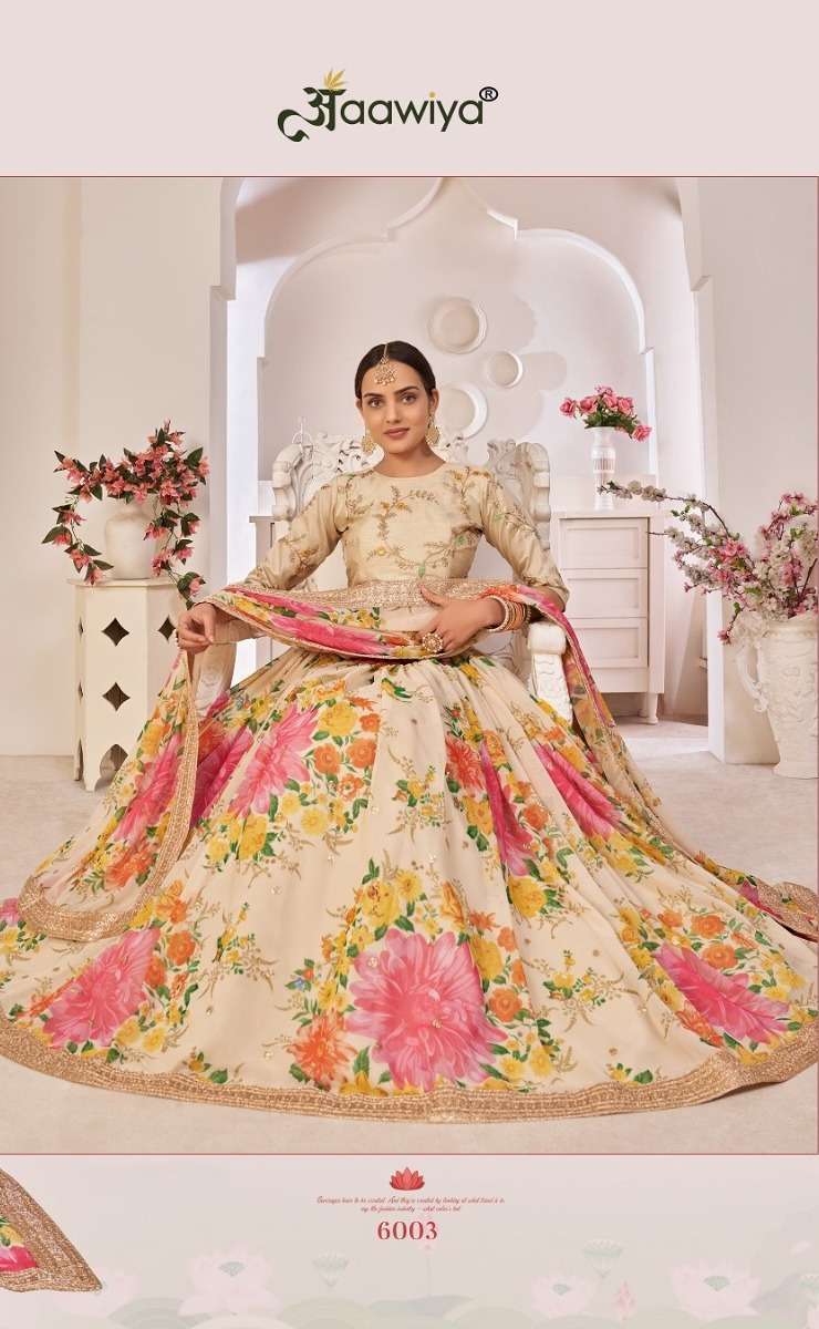 aawiya lotus vol 1 series 6003 georgette lehenga