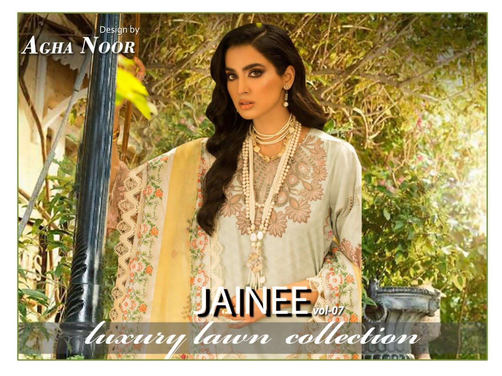 agha noor jainee vol 7 series 7001-7006 lawn cotton suit 