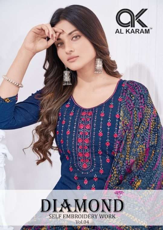 Al Karam Diamond Vol-4 series 4001-4010 Pure Soft Cotton suit