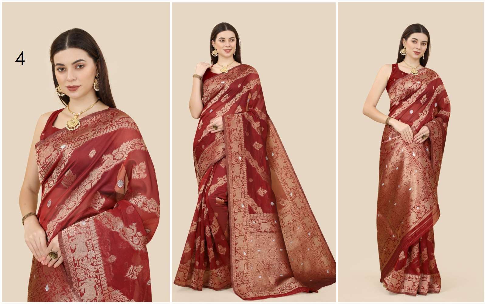 Ambika 2 Organza Weaving Silk Saree & Blouse Organza