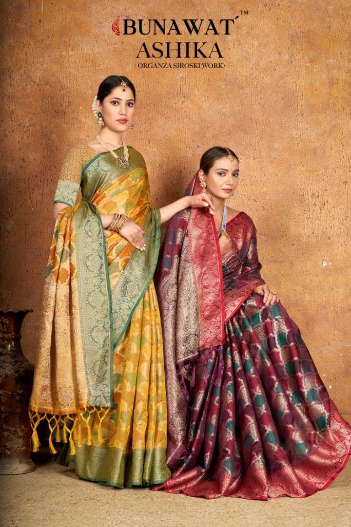 bunawat ashika series 10158-10163 Organza saree