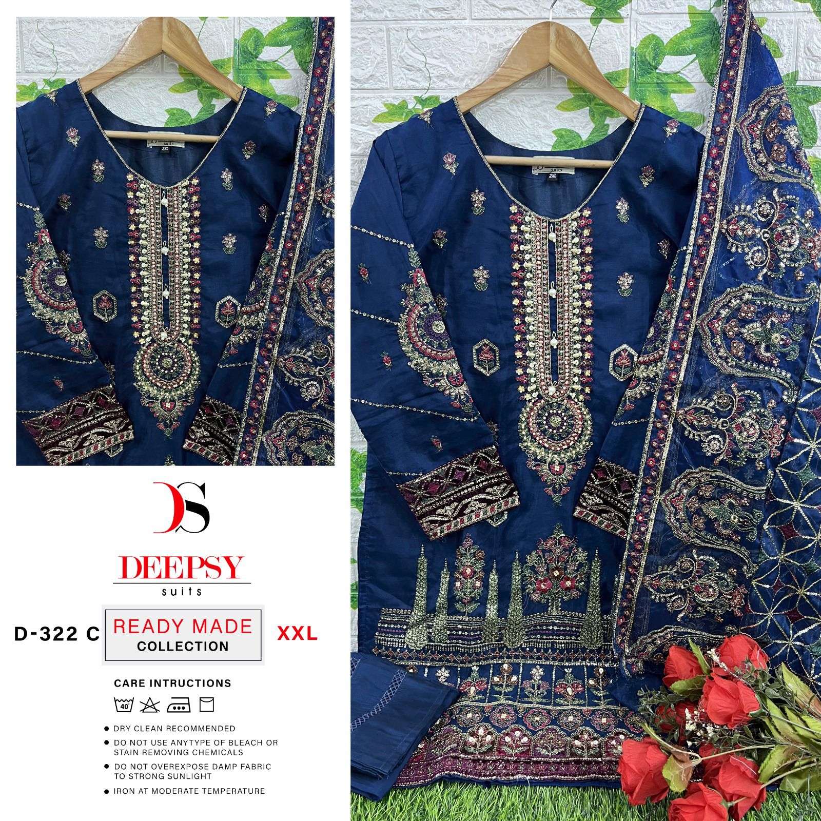 deepsy suits D-322 ABCD designer pure organza suit 