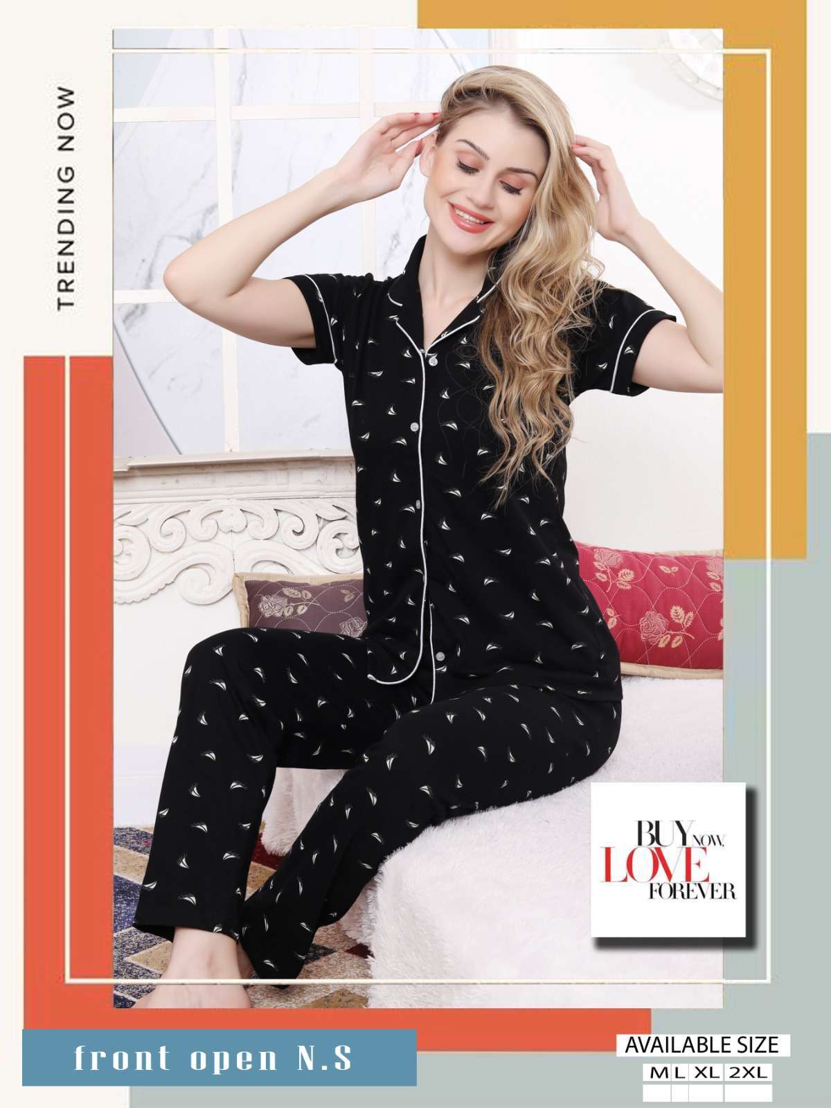 desire premium front open women comfortable night suit