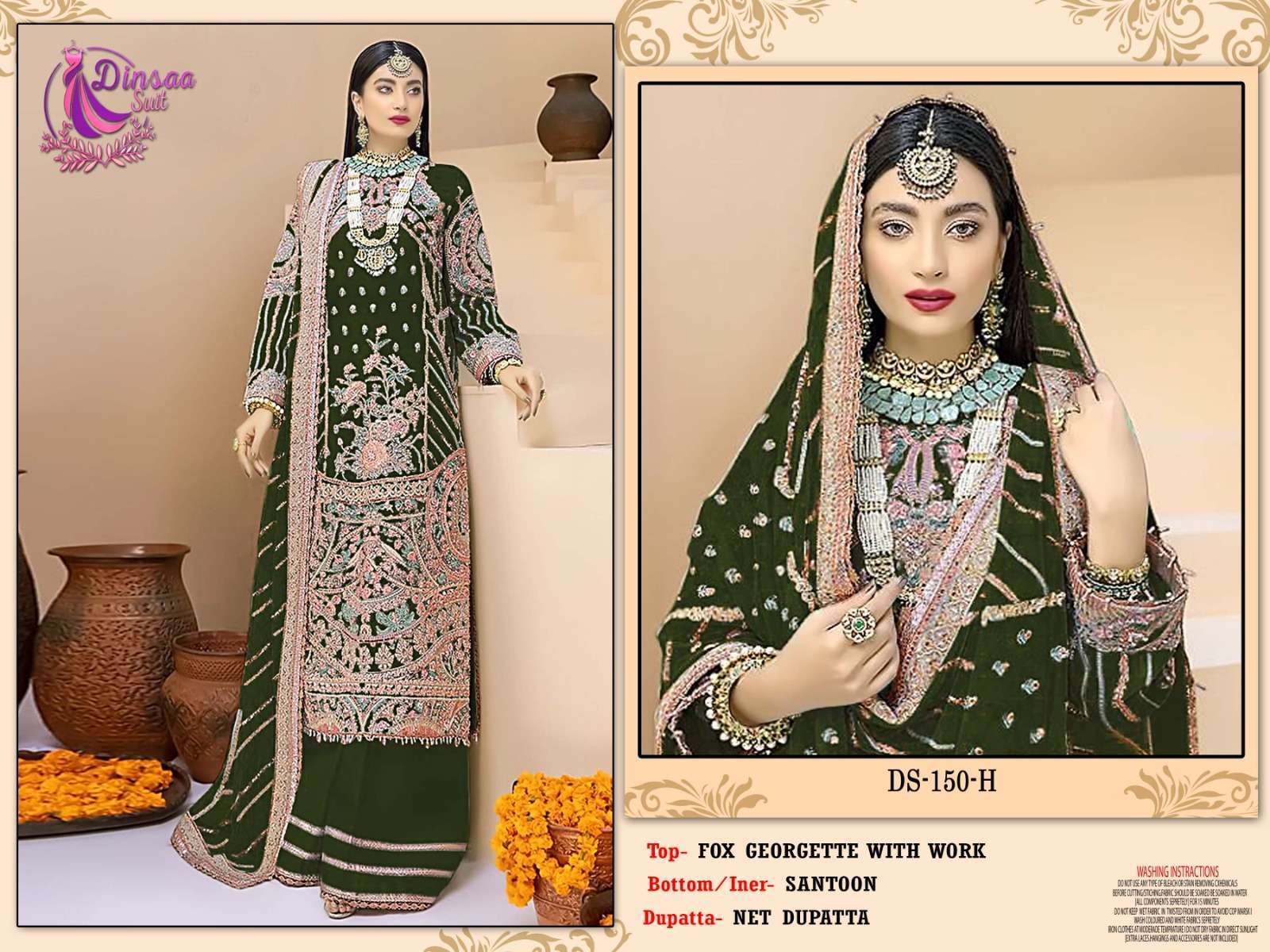 dinsaa suit d 150 beautiful dark colors georgette embroidered suit 