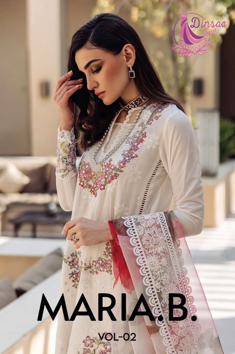 dinsaa suit maria b vol 2 series 200-202 pure cotton suit 