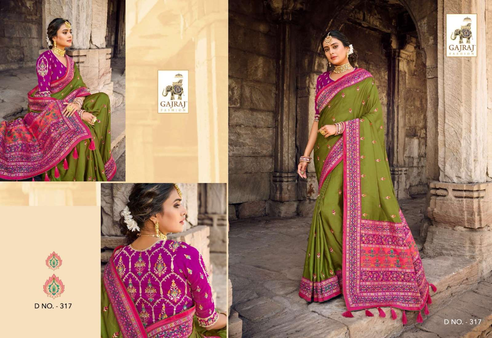 gajraj 300 series designer silk work saree