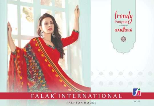 Ganesha Trendy Patiyala Vol-1 series 1001-1010 Pure Cotton suit