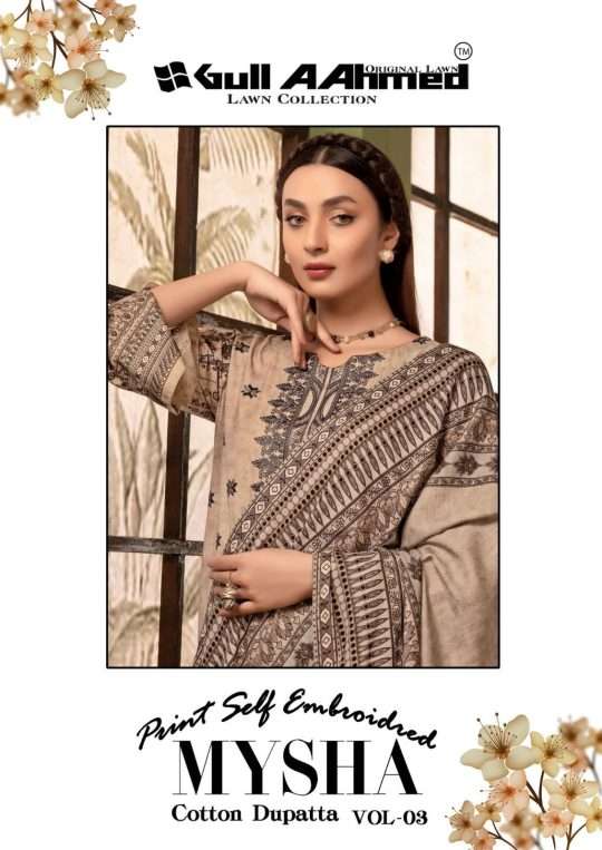 Gull A Ahmed Mysha Vol-3 series 3001-3006 Lawn Cotton suit