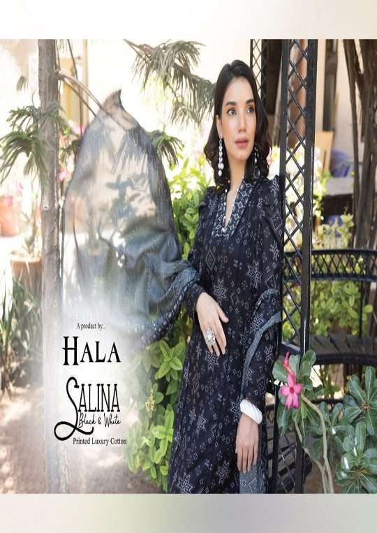 Hala Salina Black And White series 1001-1006 Cambric Cotton suit