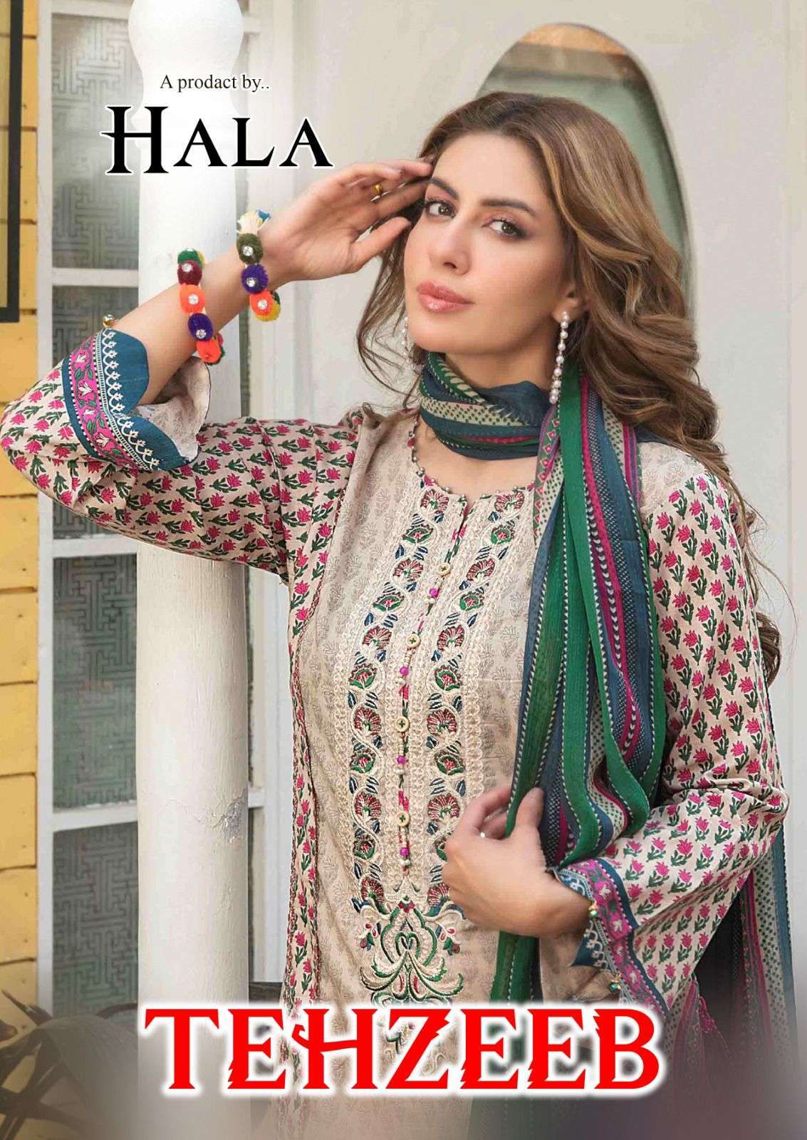 hala traders tehzeeb series 1001-1006 Pure Cambric Cotton suit