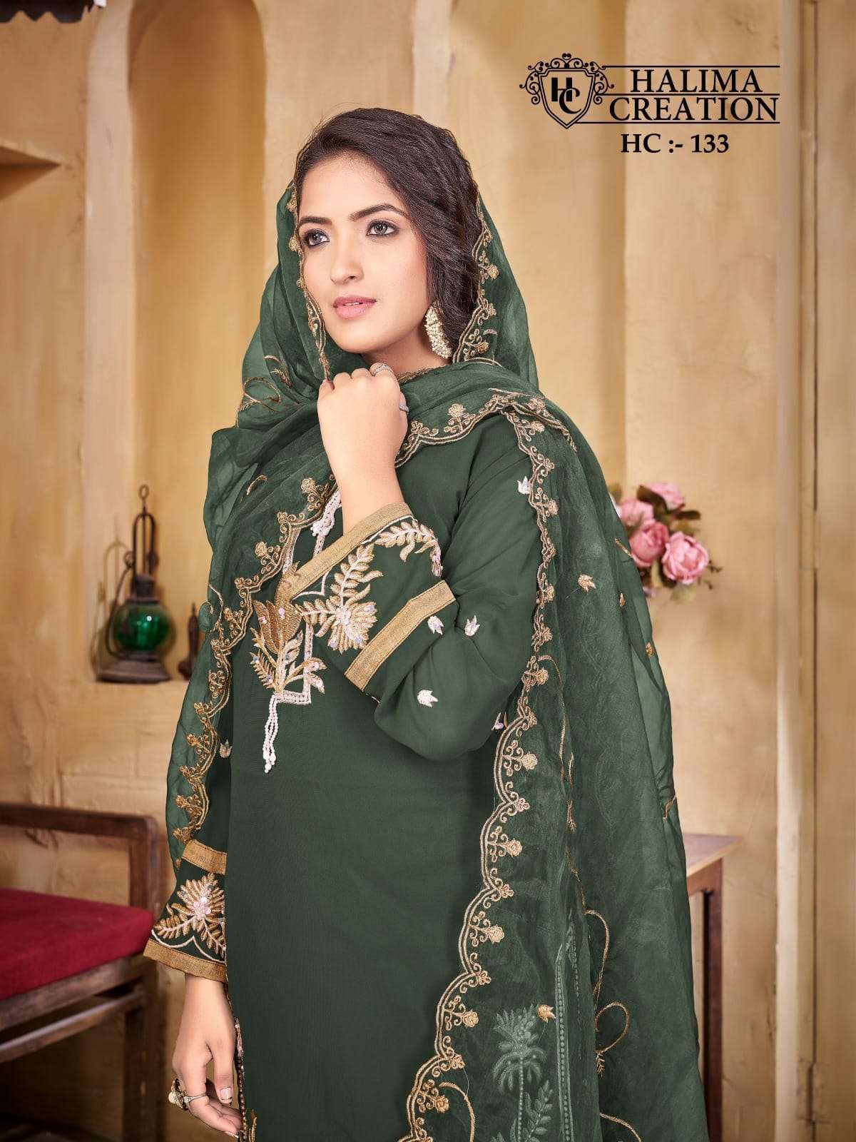 halima creation hc 133 faux georgette readymade suit 