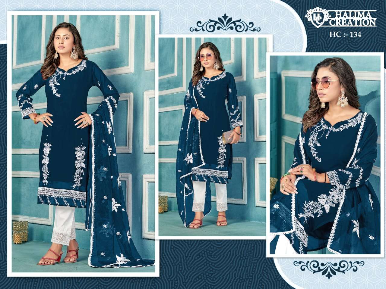 halima creation HC-134 designer faux georgette suit 