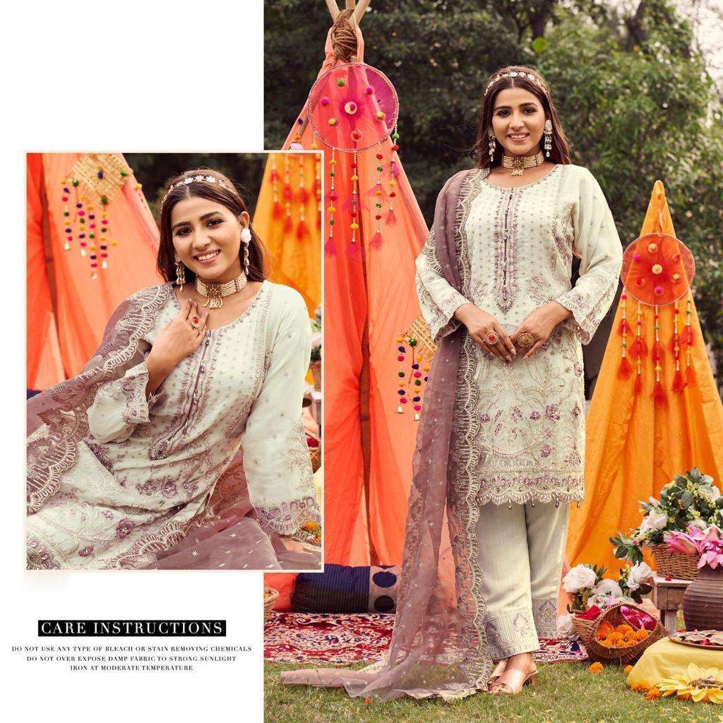 hoor tex  H-53 A To C designer Hevy organza suit 