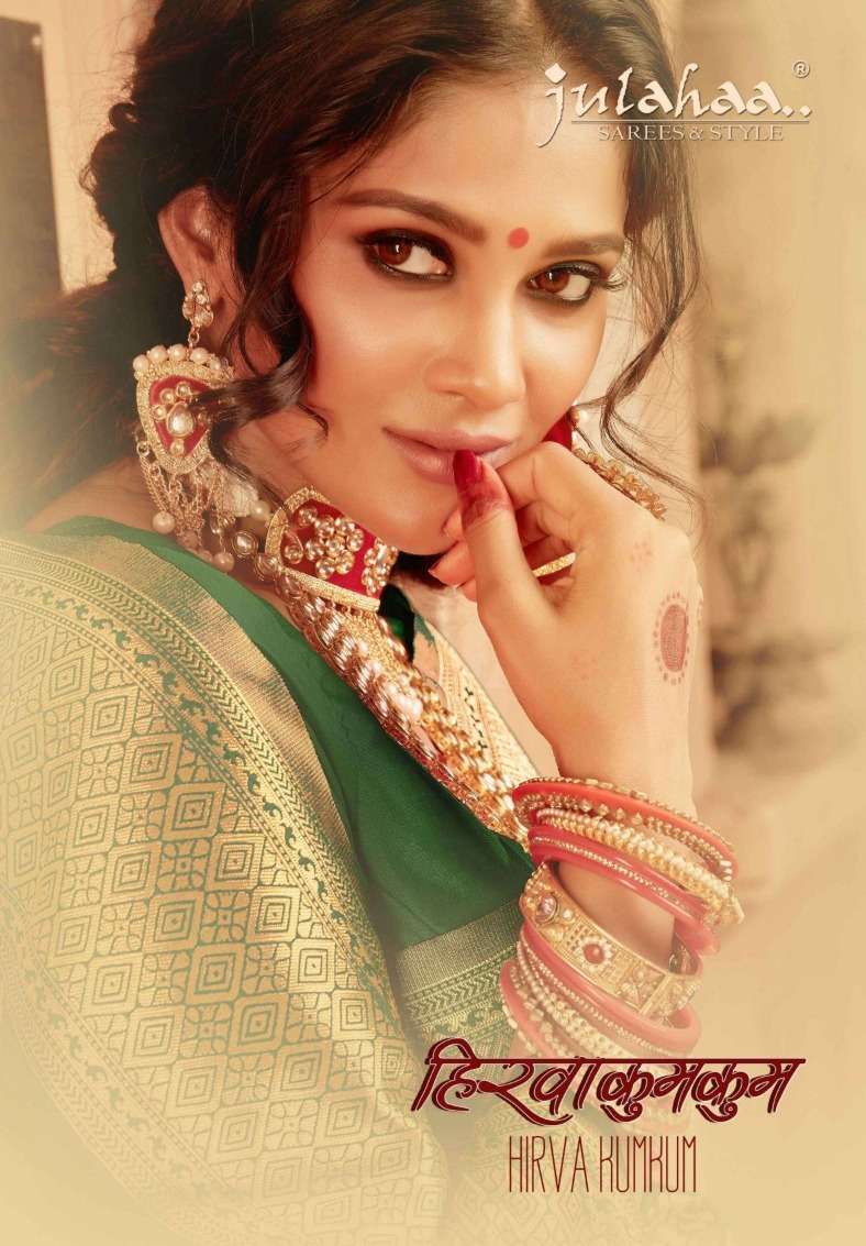 julahaa hirva kumkum Silk Base saree