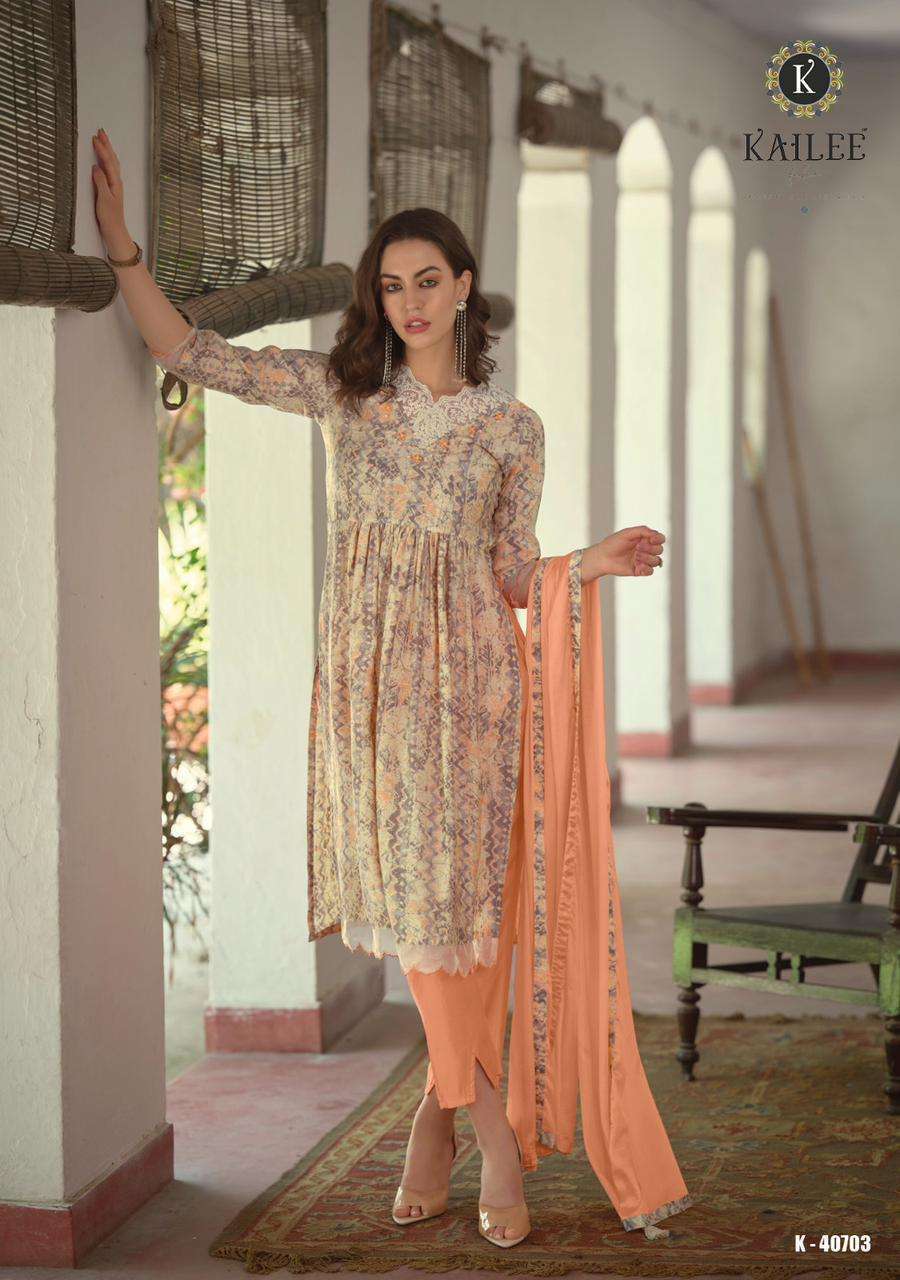 kailee fashion sanduk series 40701-40708 viscose Muslin suit