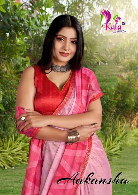 kala silks aakansha Moss chiffon saree