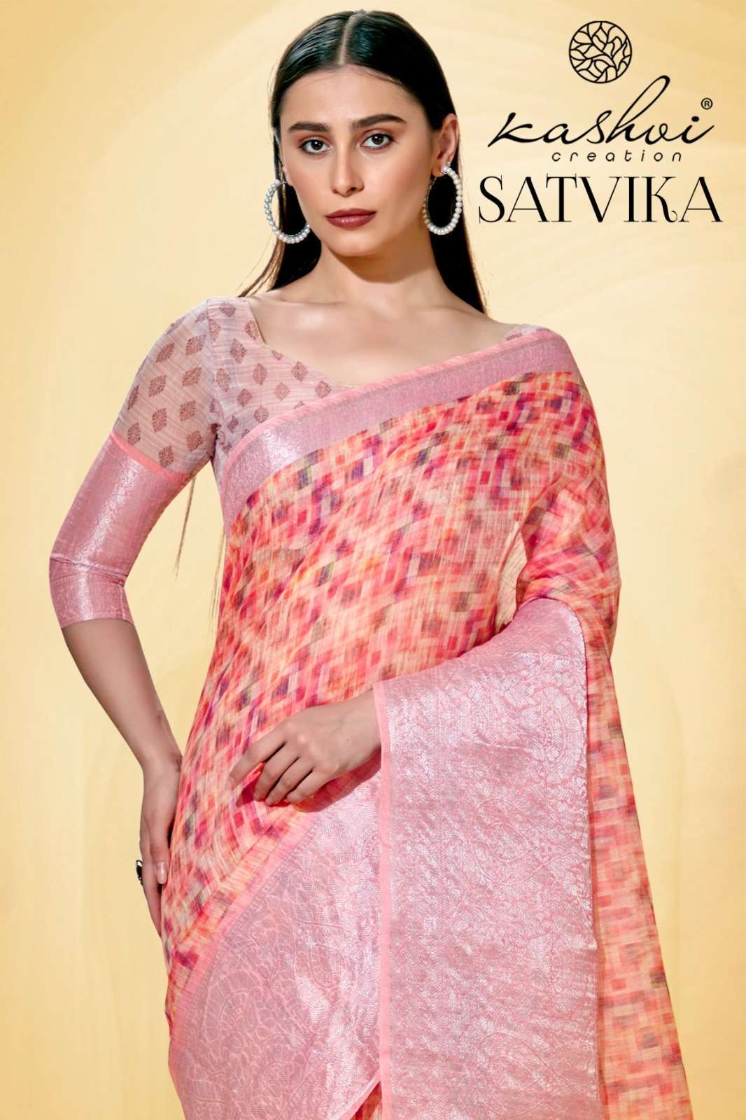 kashvi creation satvika series 70001-70010 linen jacquard saree