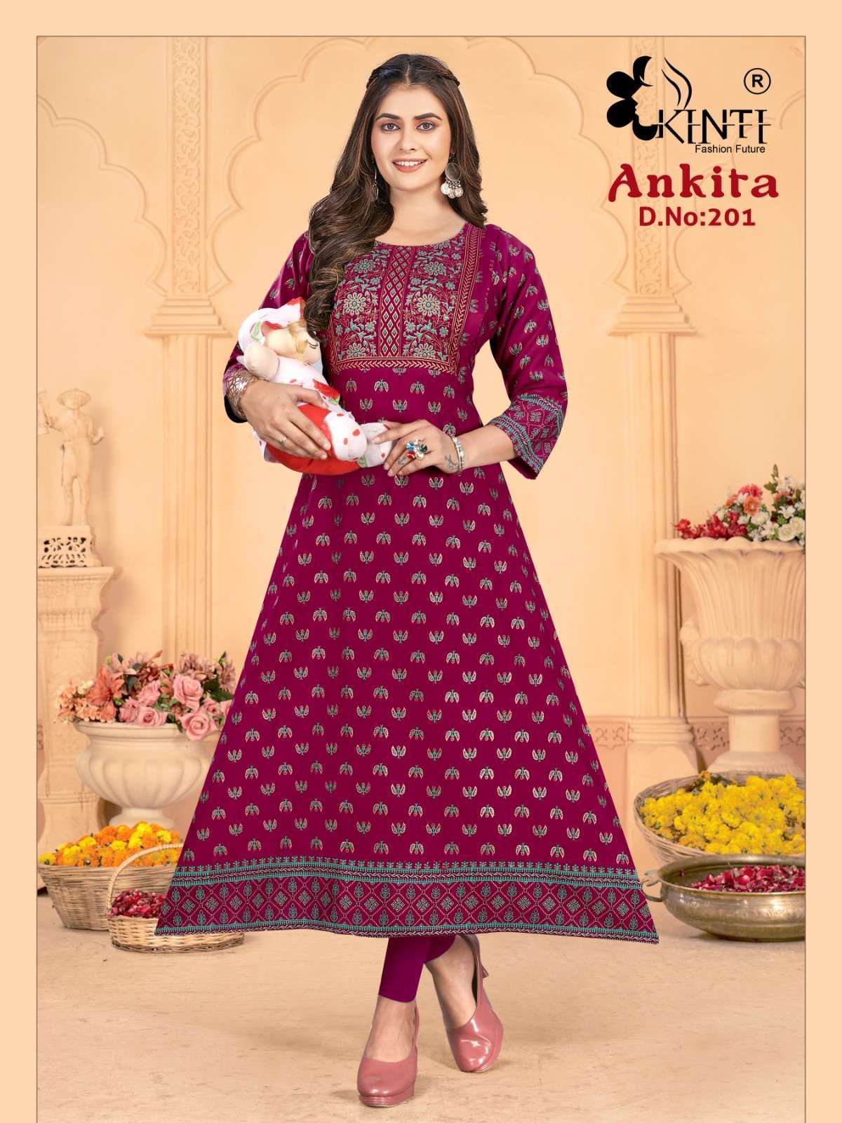 kinti ankita vol 2 series 201-208 Heavy rayon print kurti 