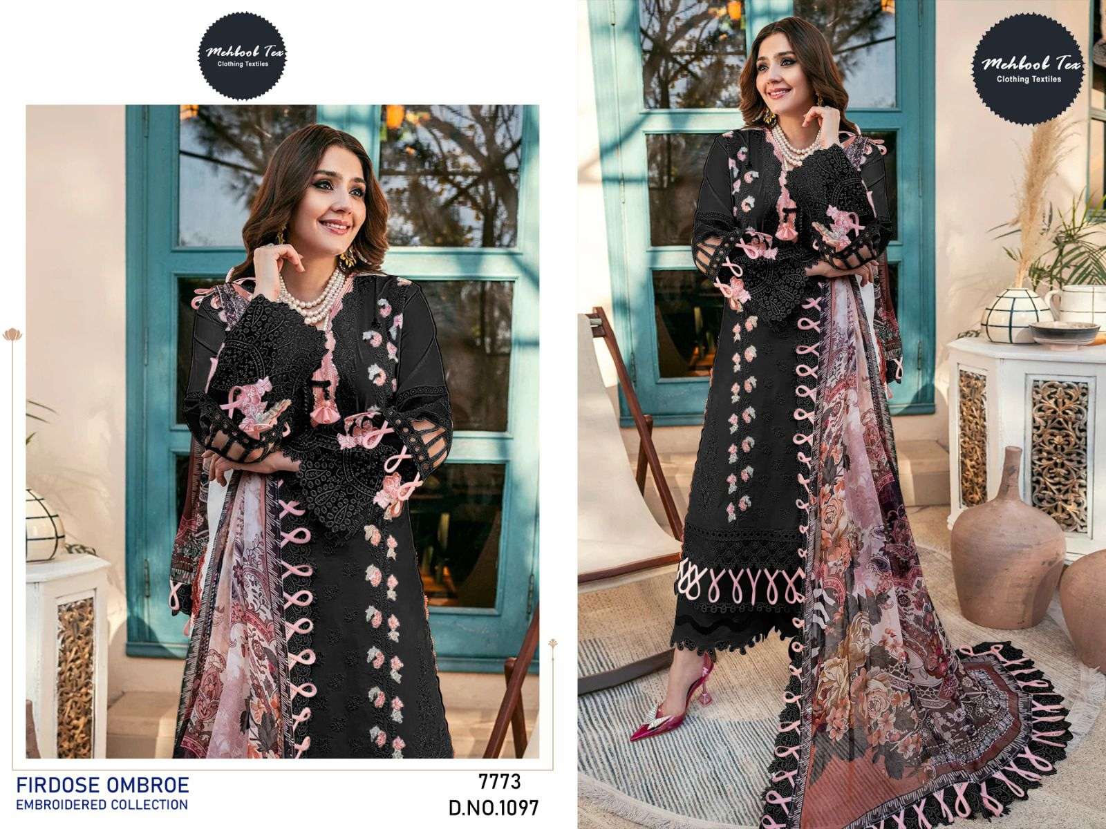 mehboob tex 1097 designer pure rayon suit 