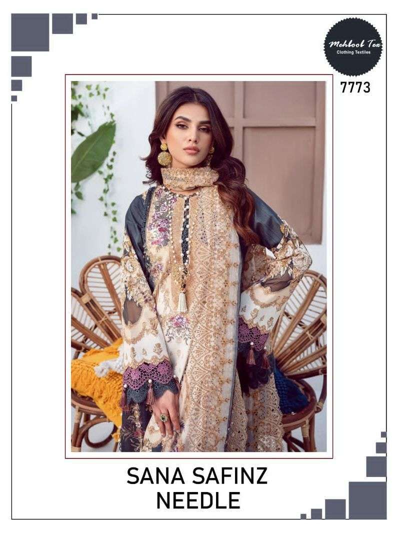 mehboob tex sana safinz needle series 1091-1093 lawn cotton suit