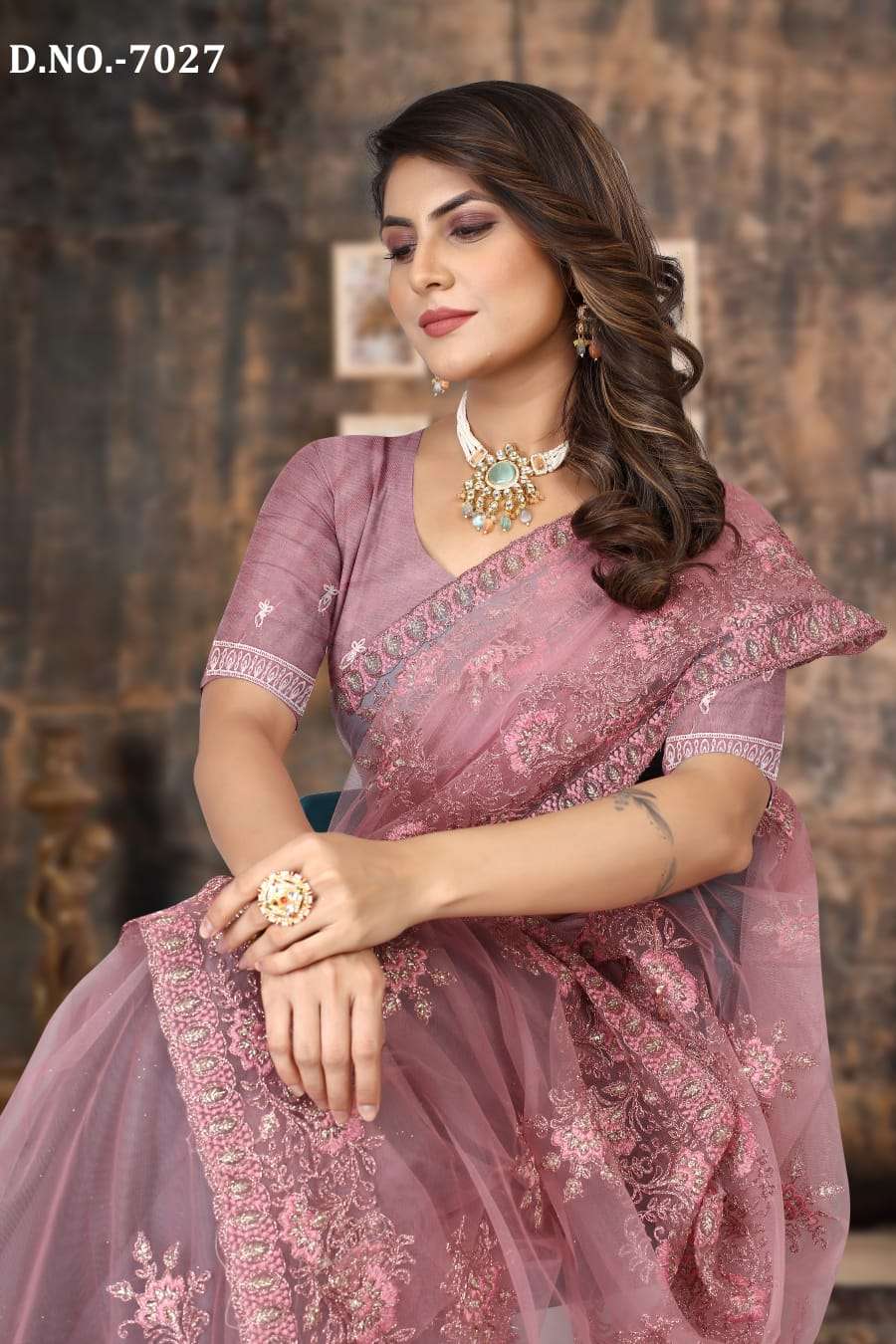 nari anarkali designer net saree 