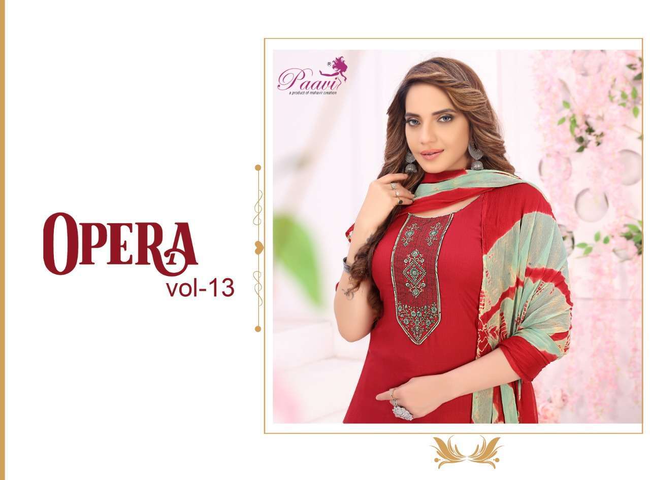 paavi opera vol 13 series 1301-1308 reyon print readymade suit