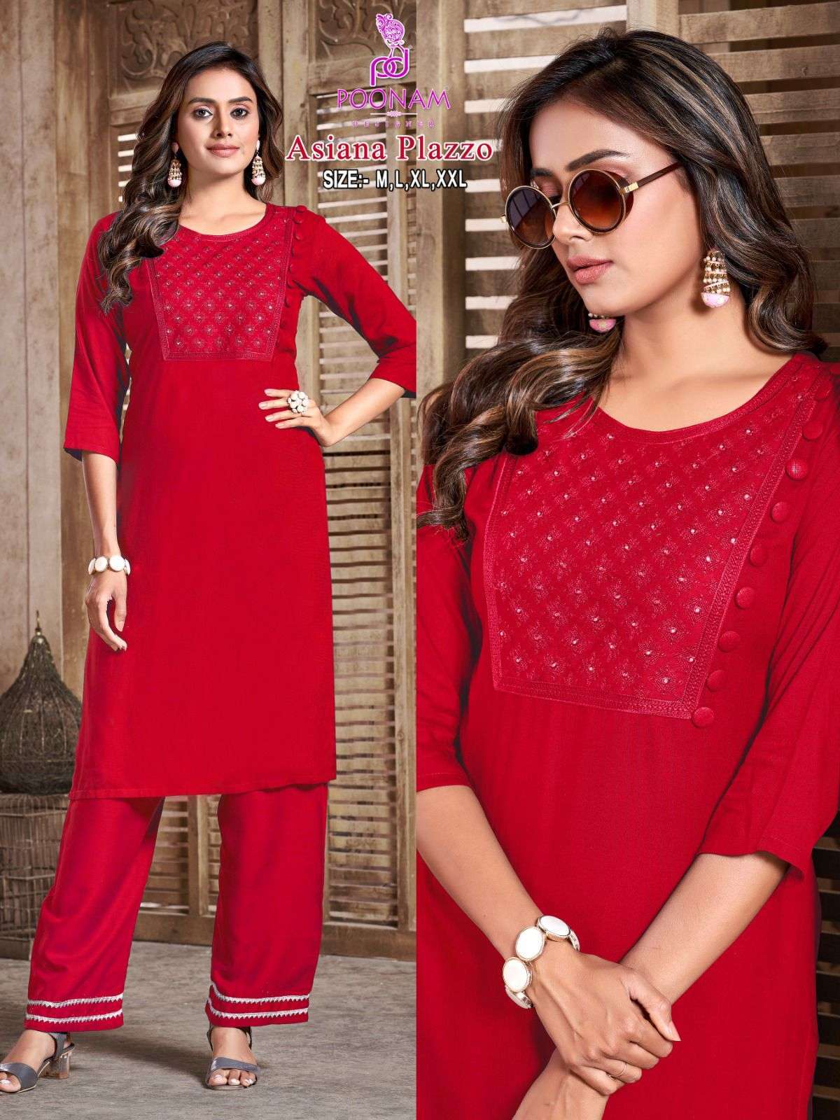 poonam asiana series 1001-1006 Rayon embroidery kurti