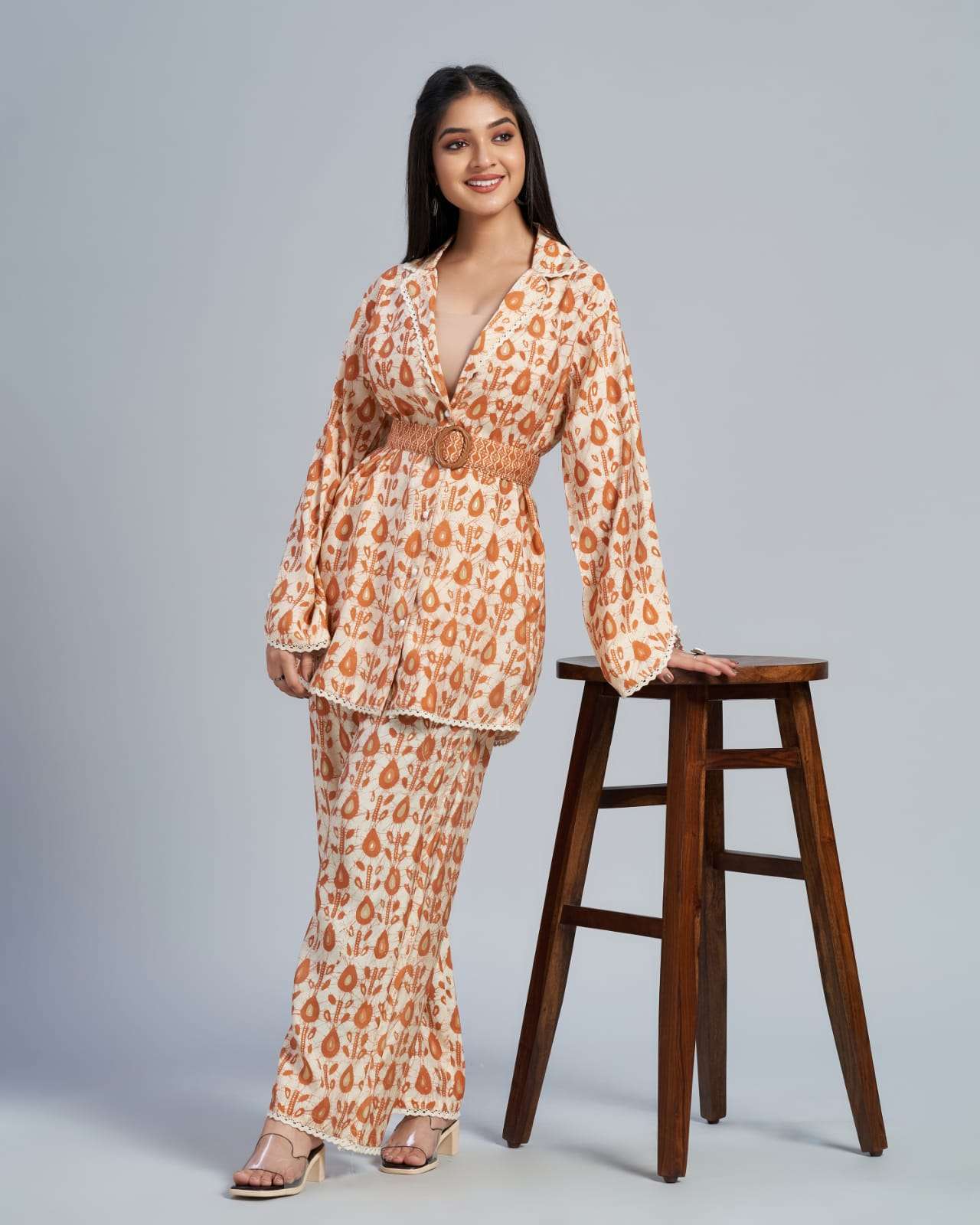 pr cord set fancy formal wear short tunic with pant