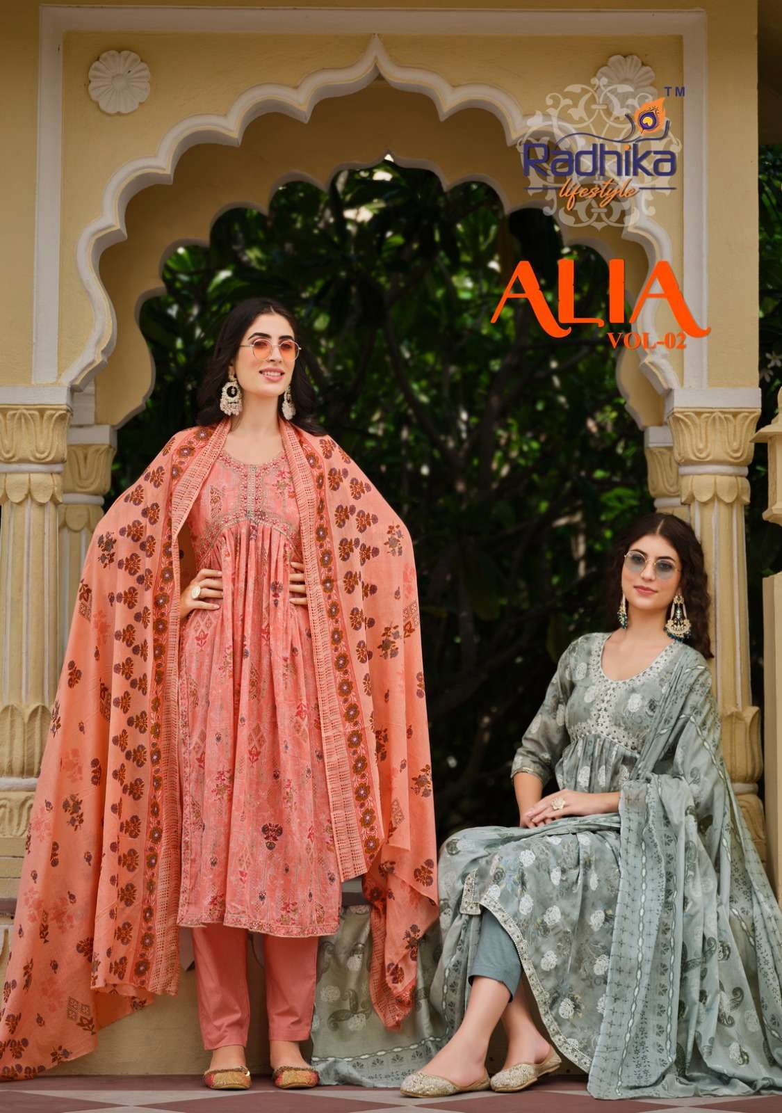 radhika lifestyle alia vol 2 series 2001-2007 mul foil print readymade suit