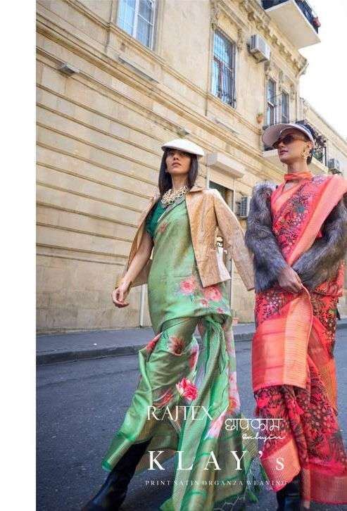 rajtex klays series 325001-325010 satin organza saree