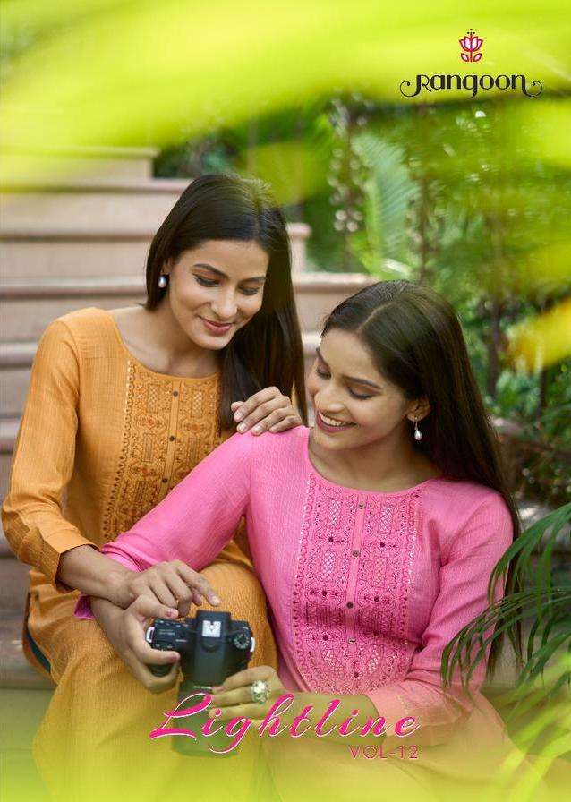 rangoon lightline vol 12 series 4481-4486 Fancy lining Silk Work kurti