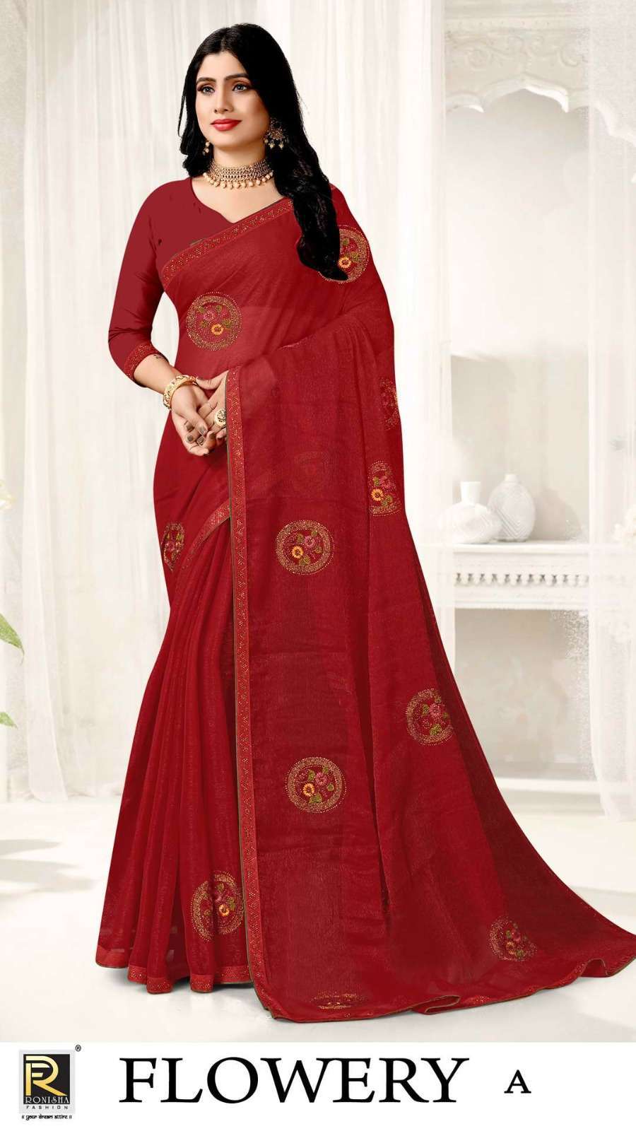 Ranjna sarees Flowery simmer saree