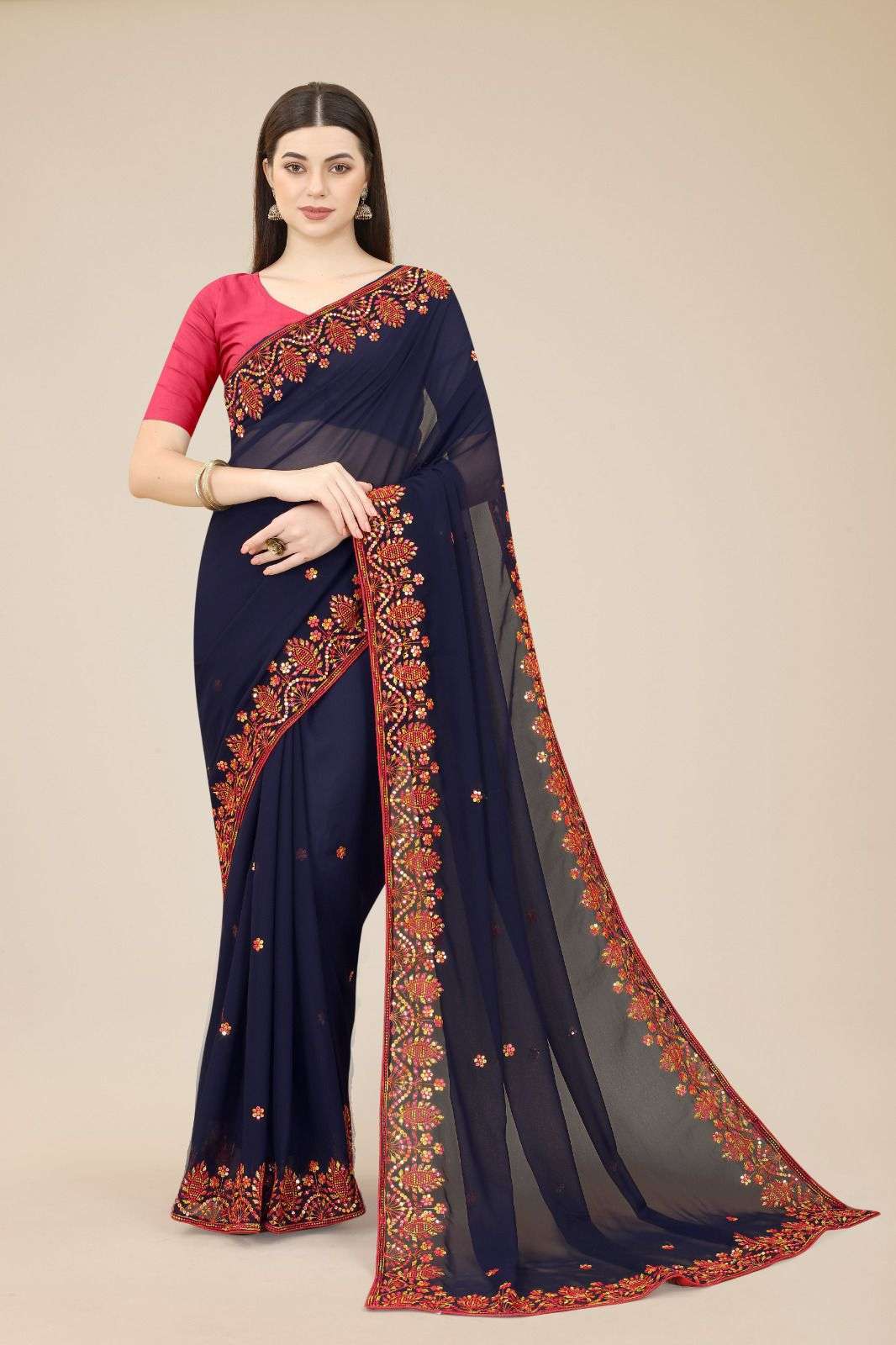Rashmita Georgette Saree With Heavy Embroidered Border 