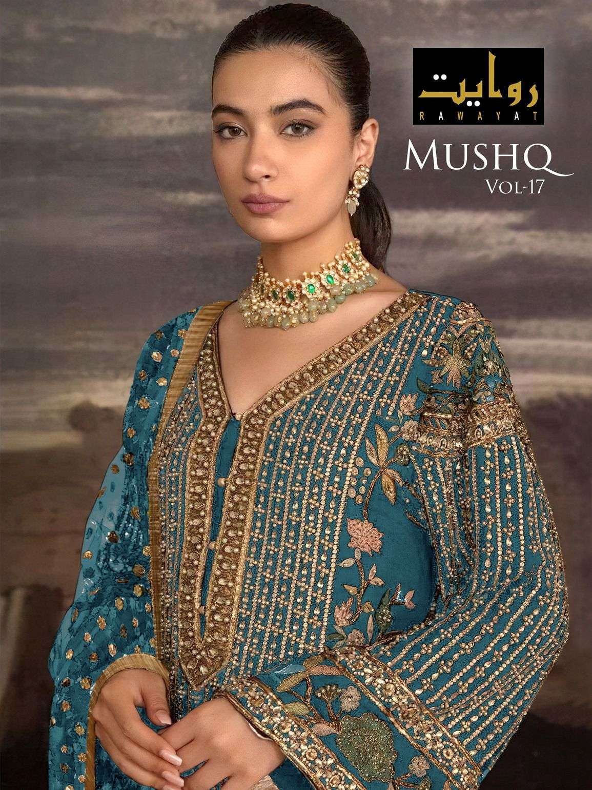 rawayat mushq vol 17 series 4035 faux georgette suit 
