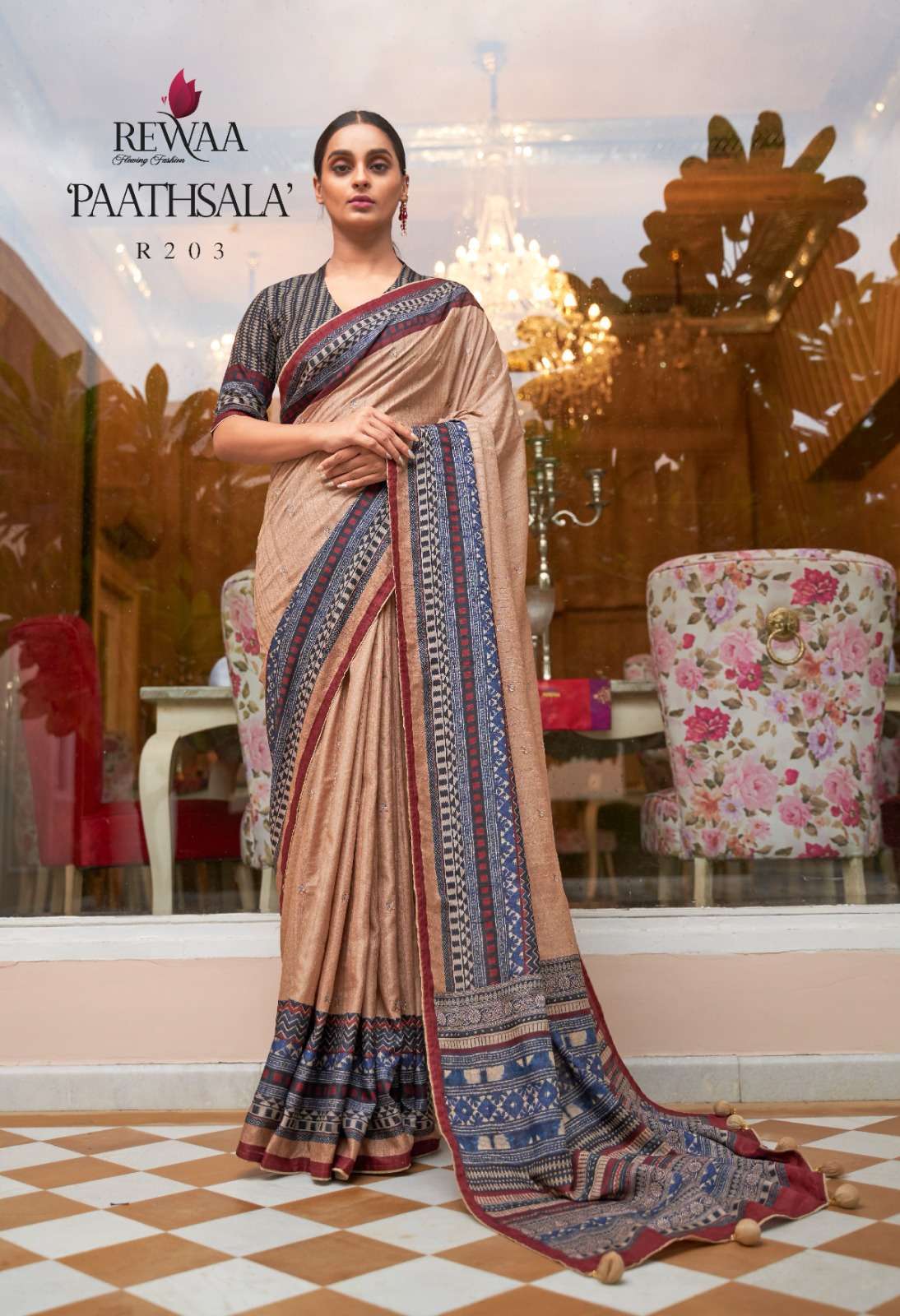 rewaa paathsala series 203-211 soft khadi silk saree