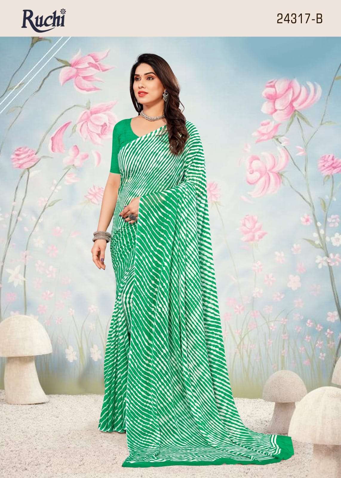 ruchi star chiffon lehriya 24317 Chiffon saree