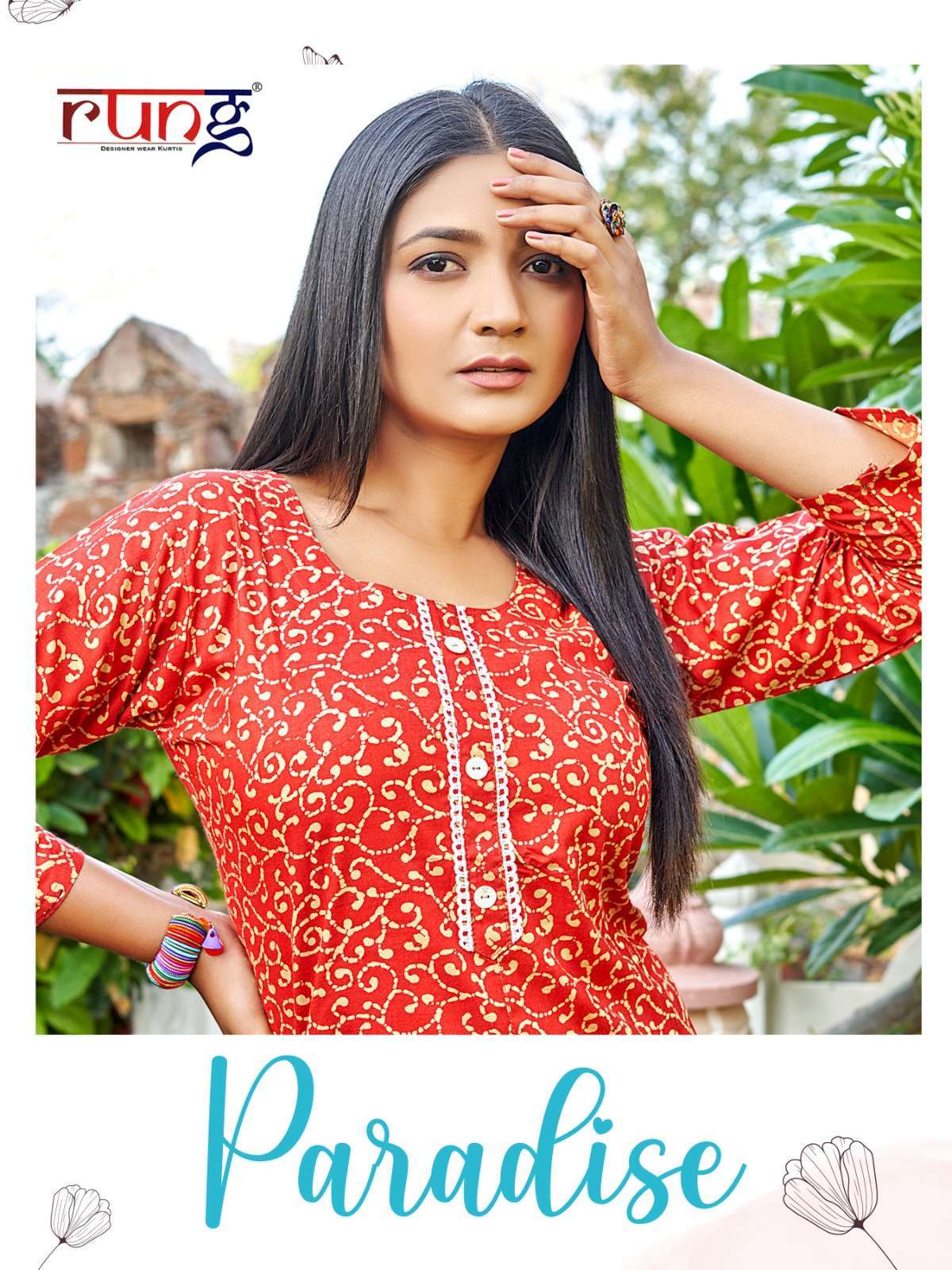 rung paradise series 1001-1008 heavy print rayon kurti 