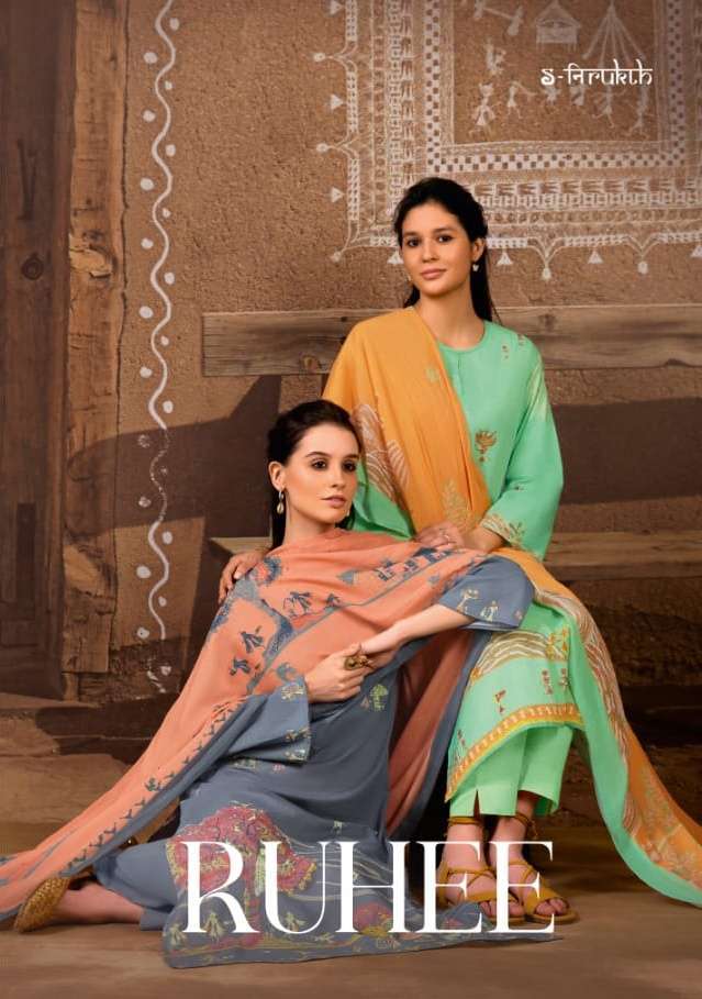 s nirukth ruhee cotton print with handwork suit 