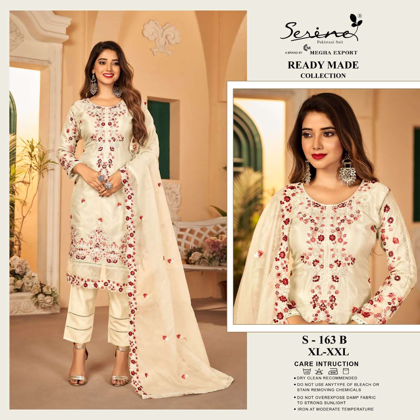 serine 163 organza heavy embroidery suit 
