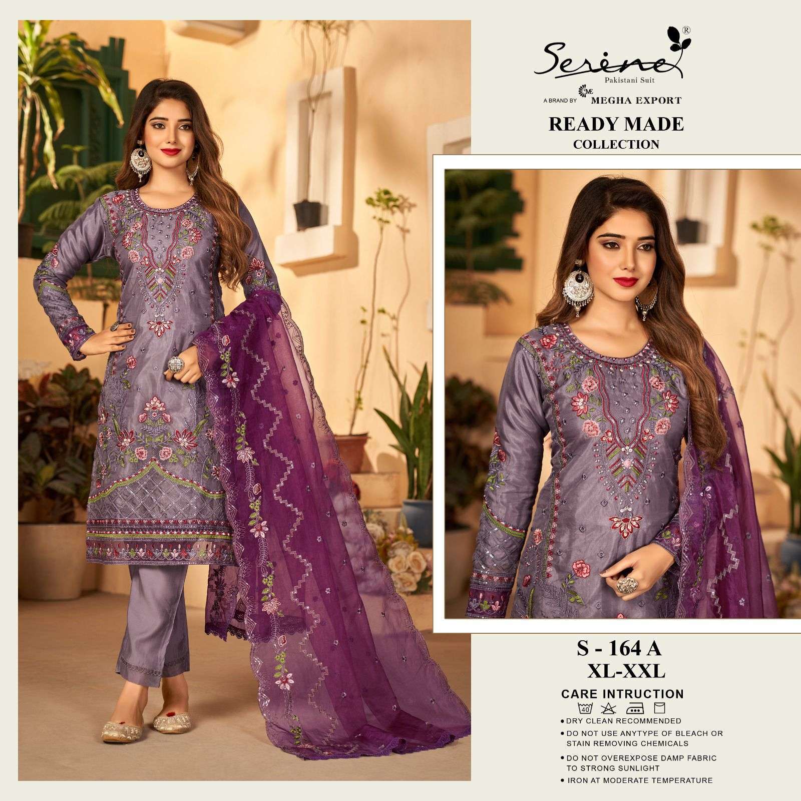 serine 164 organza heavy embroidery suit 