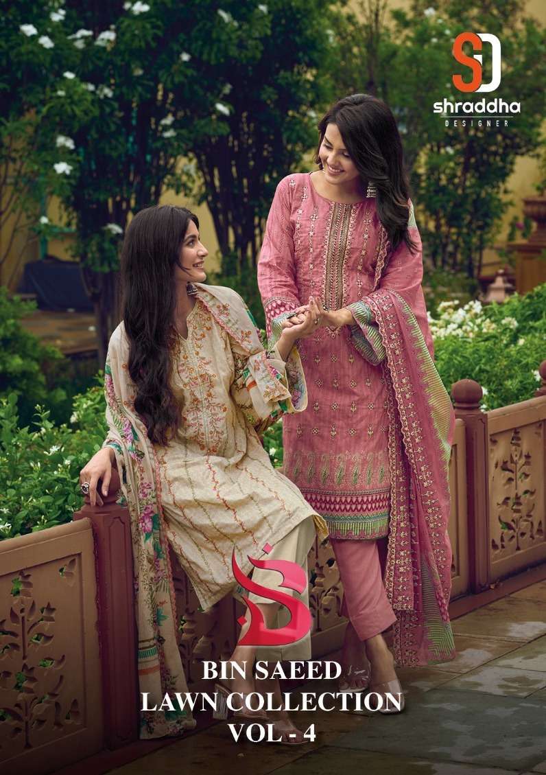 shraddha bin saeed lawn collection vol 4 series 40001-40004 lawn cotton suit 