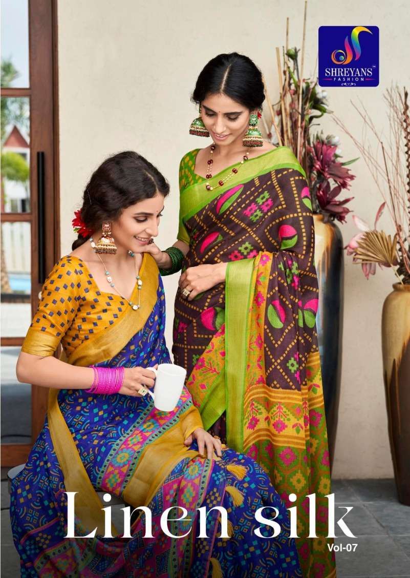 shreyans fashion linen silk vol 7 cotton saree