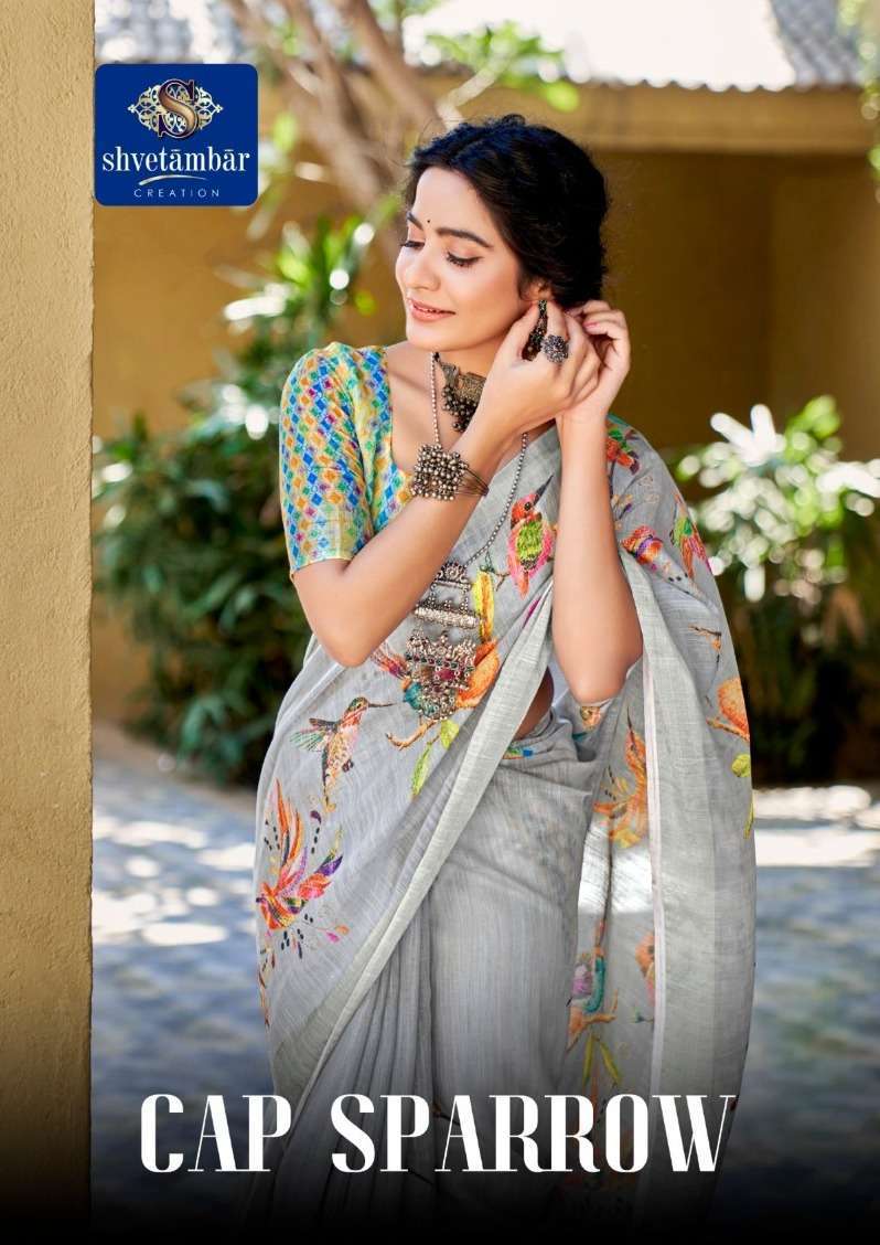 shvetambar creation cap sparrow cotton saree